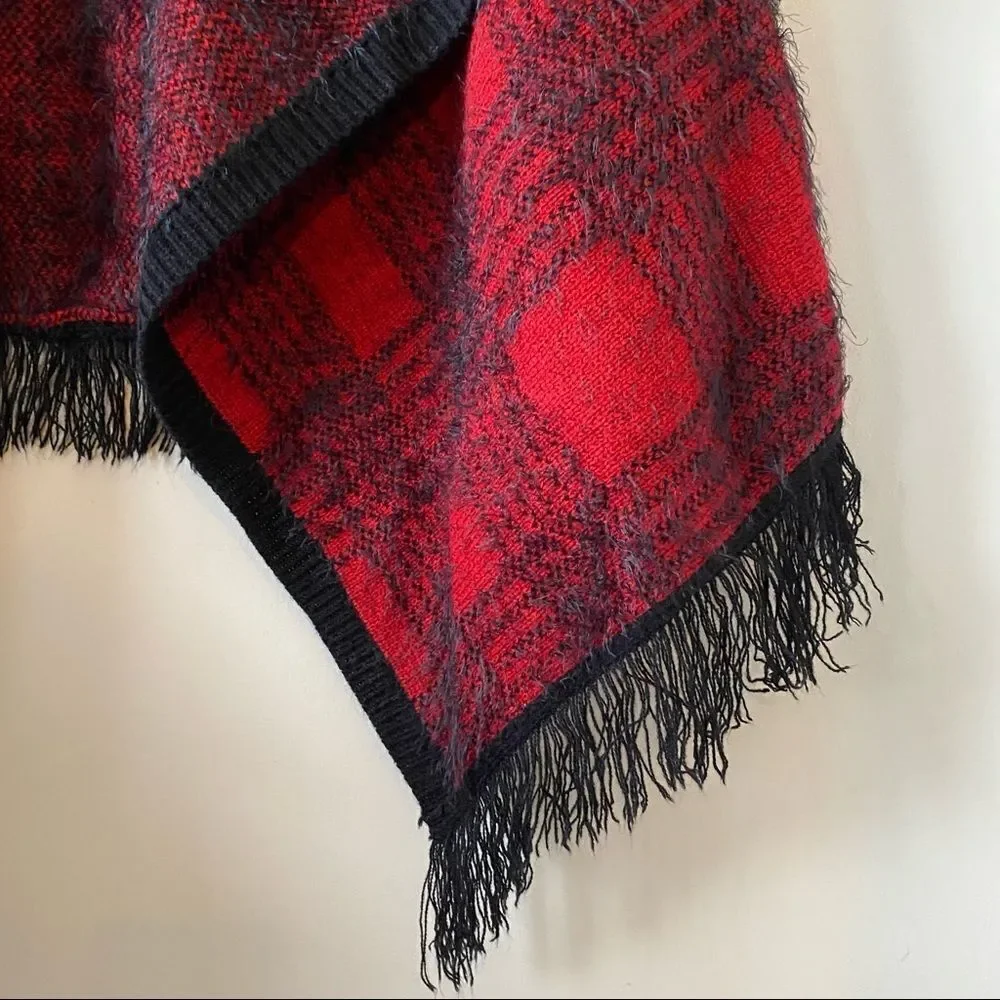 Vertigo-Buffalo Plaid Eyelash/Fuzzy Open Waterfall Vest (Medium) - Picture 8 of 10